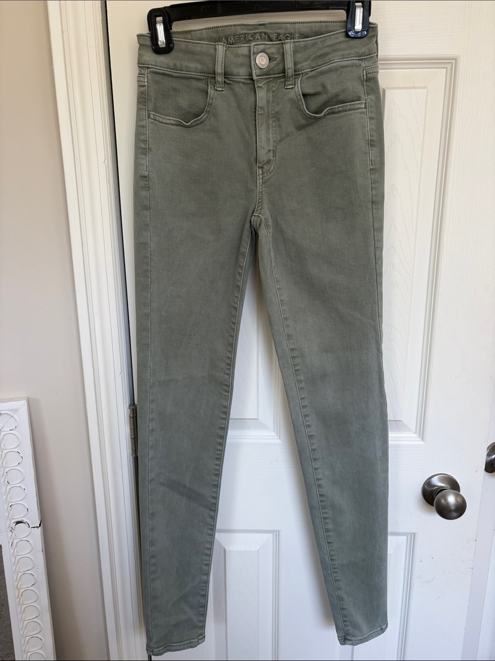 American Eagle Outfitters Olive Green High-Rise Skinny Jeans